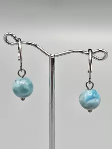 Náušnice - Larimar 9 mm č.1