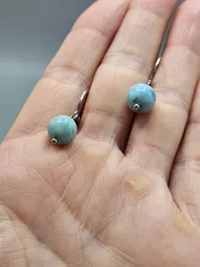 Náušnice - Larimar 9 mm č.1