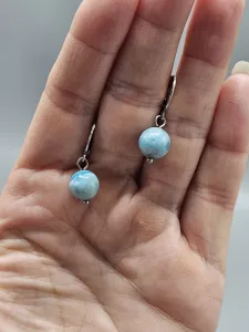 Náušnice - Larimar 9 mm č.1