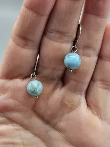 Náušnice - Larimar 9 mm č.1