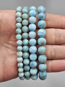 Náušnice - Larimar 9 mm č.1