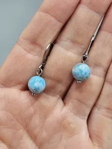 Náušnice - Larimar 9 mm č.1