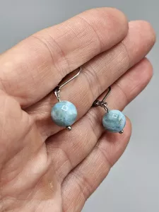 Náušnice - Larimar 9 mm č.1
