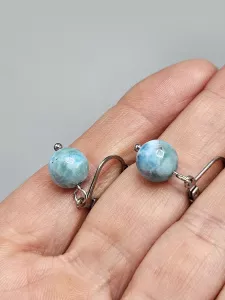 Náušnice - Larimar 9 mm č.1