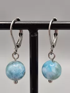 Náušnice - Larimar 9 mm č.1