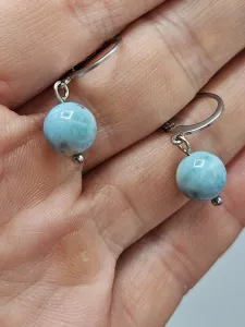 Náušnice - Larimar 9 mm č.2
