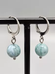 Náušnice - Larimar 9 mm č.2