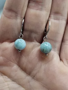 Náušnice - Larimar 9 mm č.2
