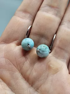 Náušnice - Larimar 9 mm č.2