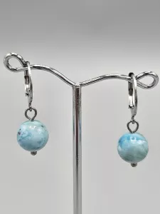 Náušnice - Larimar 9 mm č.1