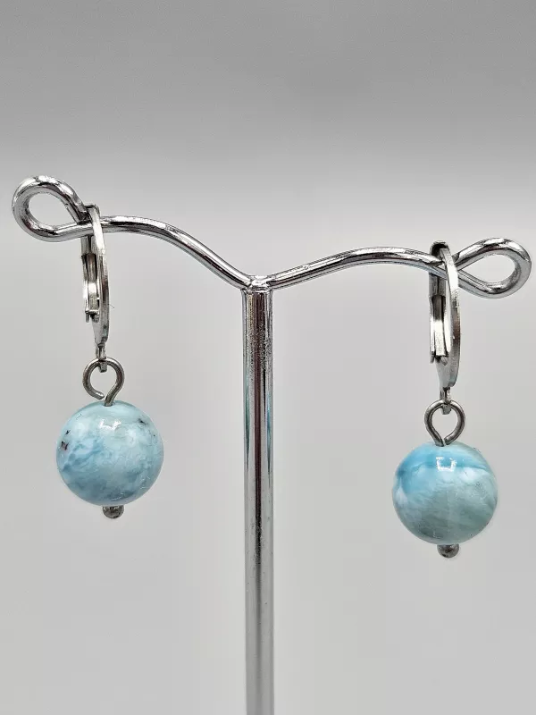 Náušnice - Larimar 9 mm č.1