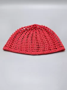 Ručně háčkovaná letní čepka červená (54 - 59 cm)
