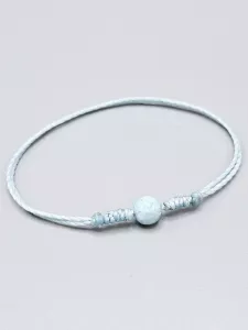 Dětský provázkový náramek Larimar kulička v modré s uzlíky (14 - 24,5 cm)