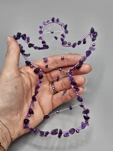 Drátěný anděl - fialový s Ametystem