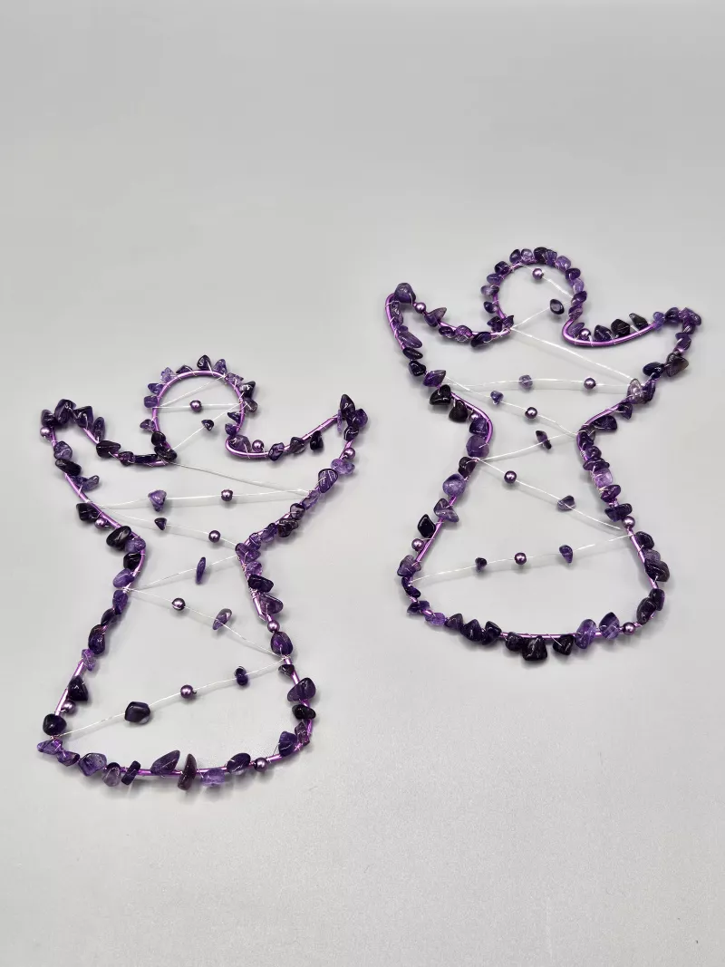 Drátěný anděl - fialový s Ametystem