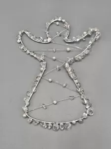 Drátěný anděl - stříbrná barva s Křišťálem