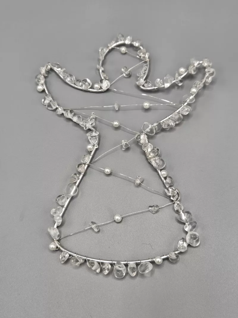 Drátěný anděl - stříbrná barva s Křišťálem