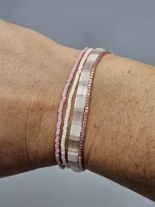 Miyuki Delica náramek - odstín smetanová 16 - 18 cm