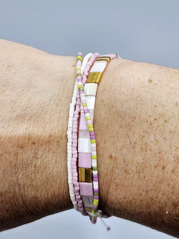 Miyuki Delica náramek shamballa - odstín jarní 16 - 19 cm