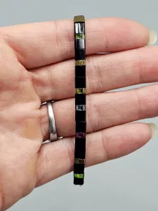 Miyuki Tila náramek - odstín bronz a černá lesklá 19 cm