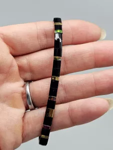 Miyuki Tila náramek - odstín bronz a černá lesklá 19 cm