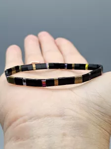 Miyuki Tila náramek - odstín bronz a černá lesklá 19 cm