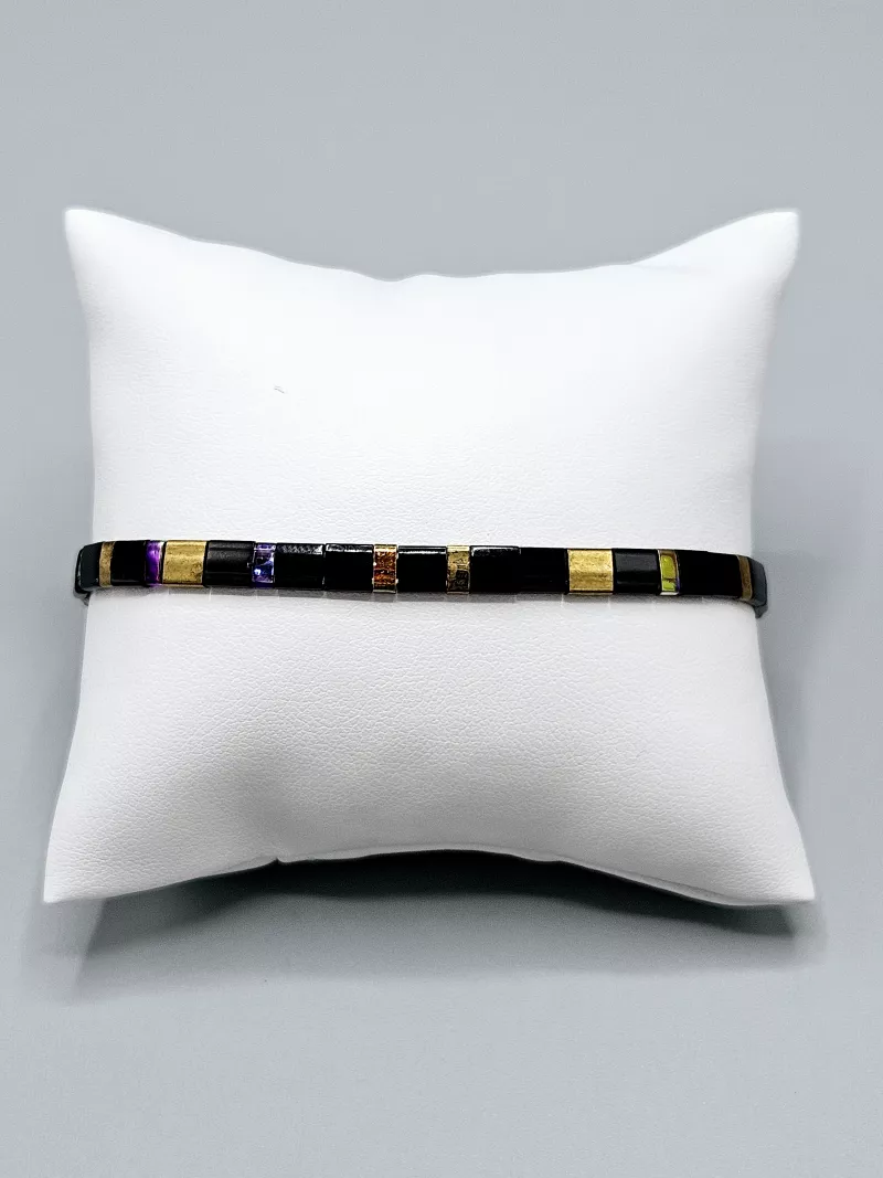 Miyuki Tila náramek - odstín bronz a černá lesklá 19 cm