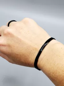 Miyuki Tila náramek - odstín černá lesklá 16 - 19 cm