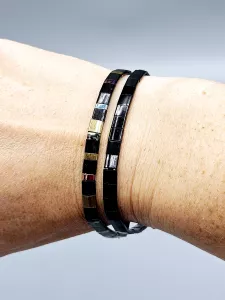 Miyuki Tila náramek - odstín černá lesklá 16 - 19 cm