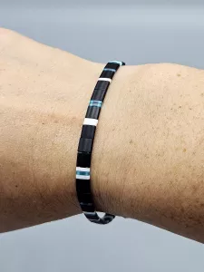 Miyuki Tila náramek - odstín modro černá matná 18,6 cm