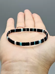 Miyuki Tila náramek - odstín modro černá matná 18,6 cm