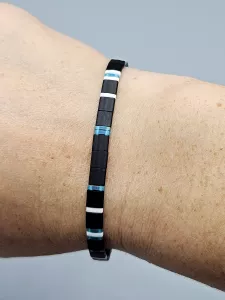 Miyuki Tila náramek - odstín modro černá matná 18,6 cm