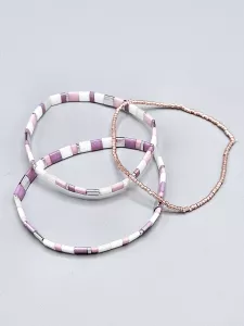 Miyuki Tila náramek - odstín fialovo růžová se stříbrnou 17,7 cm