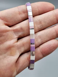 Miyuki Tila náramek - odstín fialovo růžová se stříbrnou 17,7 cm