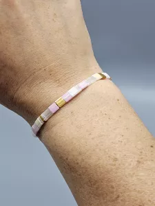 Miyuki Tila náramek - odstín růžová 17 cm