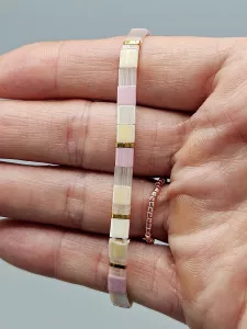 Miyuki Tila náramek - odstín růžová 17 cm