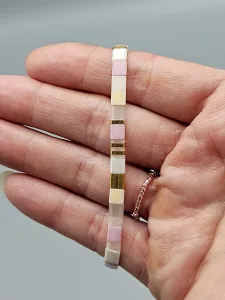 Miyuki Tila náramek - odstín růžová 17 cm