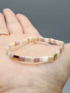 Miyuki Tila náramek - odstín růžová 17 cm