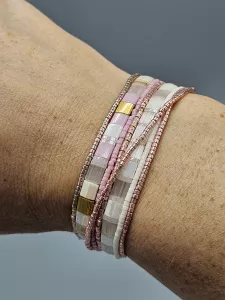 Miyuki Tila náramek - odstín růžová 17 cm