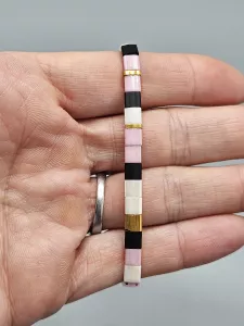 Miyuki Tila náramek - odstín růžovo černá 16 cm