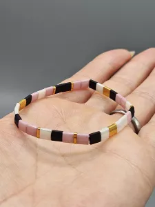 Miyuki Tila náramek - odstín růžovo černá 16 cm