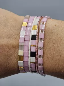 Miyuki Tila náramek - odstín růžovo černá 16 cm