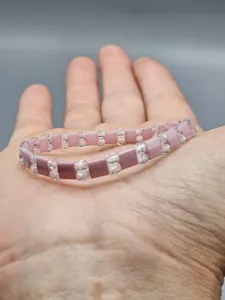 Miyuki Tila náramek - odstín růžovo čirá 16,5 cm