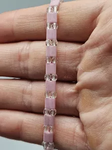 Miyuki Tila náramek - odstín růžovo čirá 16,5 cm