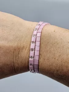 Miyuki Tila náramek - odstín růžovo čirá 16,5 cm