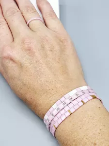 Miyuki Tila náramek - odstín růžovo čirá 16,5 cm