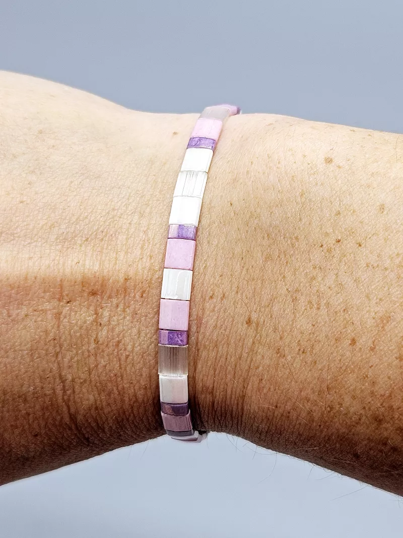 Miyuki Tila náramek - odstín růžovo fialová 16,3 cm