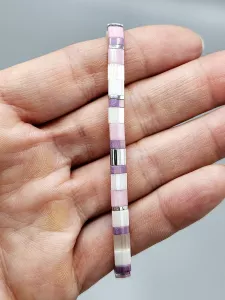 Miyuki Tila náramek - odstín růžovo fialová se stříbrnou 17,7 cm