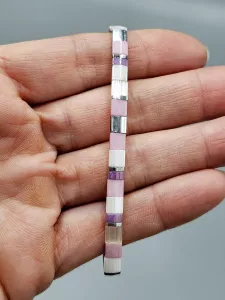 Miyuki Tila náramek - odstín růžovo fialová se stříbrnou 17,7 cm