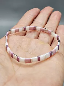 Miyuki Tila náramek - odstín růžovo fialová se stříbrnou 17,7 cm